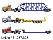 Vector semi trucks set isolated on white. Стоковая иллюстрация, иллюстратор Александр Володин / Фотобанк Лори