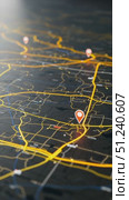 Digital map view with highlighted routes and location markers. Стоковое AI-видео, аниматор KATERINA AI / Фотобанк Лори