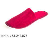 Burgundy house slipper isolated on white background. Стоковое фото, фотограф Андрей Митин / Фотобанк Лори