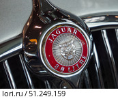 Close-Up View of a Classic Jaguar MK 3.8 Litre Emblem (2024 год). Редакционное фото, фотограф Sergakoff / Фотобанк Лори