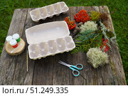 Step-by-step instructions on how to make autumn mushrooms from a cardboard egg carton. Стоковое фото, фотограф Ирина Старикова / Фотобанк Лори