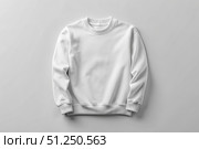 White Cotton Crewneck Sweatshirt Mockup on a Grey Background. Generative AI. Стоковое AI-изображение, AI-художник Roman Zavorotny / Фотобанк Лори