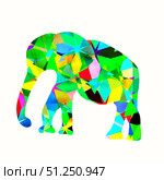 Colorful abstract modern print with elephants silhouette. Красочный абстрактный современный принт с силуэтом слона. Стоковая иллюстрация, иллюстратор Luizavictorya72 / Фотобанк Лори
