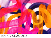 Neon Graffiti Swirl Pattern in Pink, Orange, Navy for Funky 90s Aesthetic. Стоковое фото, фотограф Александра Конопля / Фотобанк Лори
