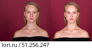 Female face before and after retouch. Стоковое фото, фотограф Андрей Аркуша / Фотобанк Лори