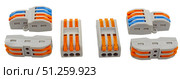 Соединители проводов без пайки на белом фоне. Push-wire connector  on white background. Стоковое фото, фотограф Татьяна Д / Фотобанк Лори
