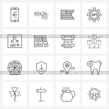 16 Editable Vector Line Icons and Modern Symbols of eye side, block, American, api, api setting Vector Illustration. Стоковая иллюстрация, агентство Ingram Publishing / Фотобанк Лори