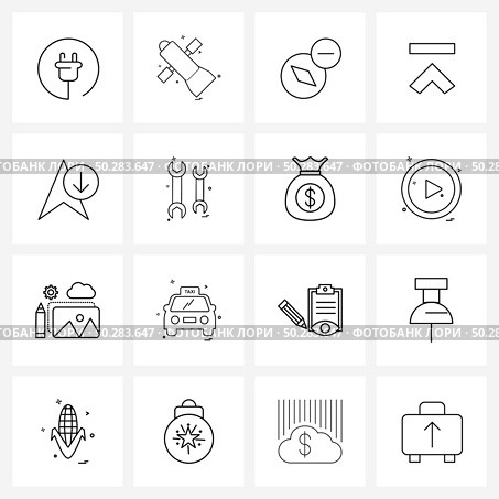 16 Editable Vector Line Icons and Modern Symbols of music, media, communication, eject, navigation Vector Illustration. Стоковая иллюстрация, агентство Ingram Publishing / Фотобанк Лори