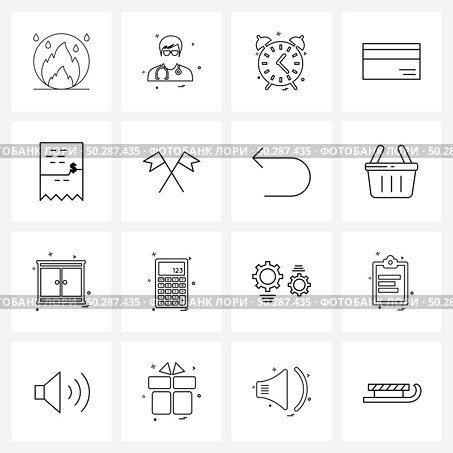 16 Universal Line Icon Pixel Perfect Symbols of invoice, debit, measure, credit, atm Vector Illustration. Стоковая иллюстрация, агентство Ingram Publishing / Фотобанк Лори