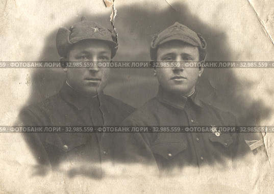 24.02.1930.  В городе Ворошилове в первый год службы в дивизионном лазарете дальнего востока. Стоковое фото, фотограф Retro / Фотобанк Лори