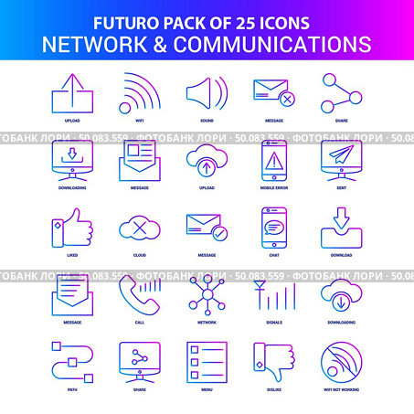 25 Blue and Pink Futuro Network and Communication Icon Pack. Стоковая иллюстрация, агентство Ingram Publishing / Фотобанк Лори
