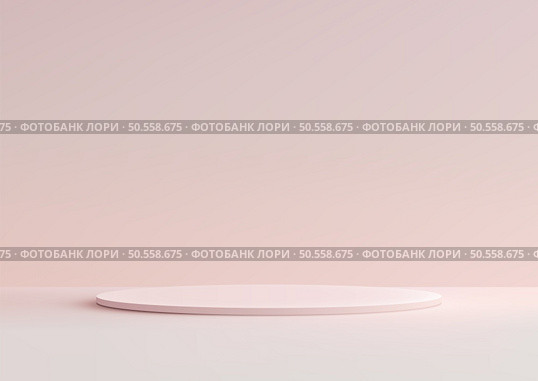 3D empty pastel pink podium on soft pink background, product display scene for product placement. Vector illustration. Стоковая иллюстрация, агентство Ingram Publishing / Фотобанк Лори