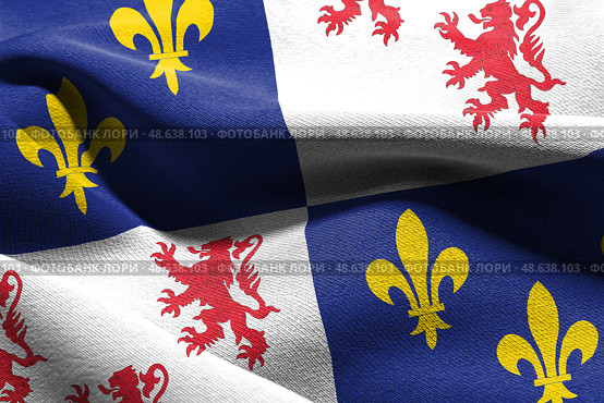 3D illustration flag of Picardy is a region of France. Waving on. Стоковое фото, фотограф Максим Гребешков / Фотобанк Лори