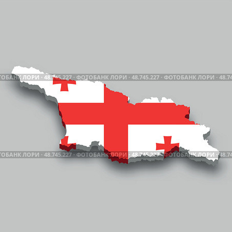 3d isometric Map of Georgia with national flag. Стоковая иллюстрация, иллюстратор Максим Гребешков / Фотобанк Лори