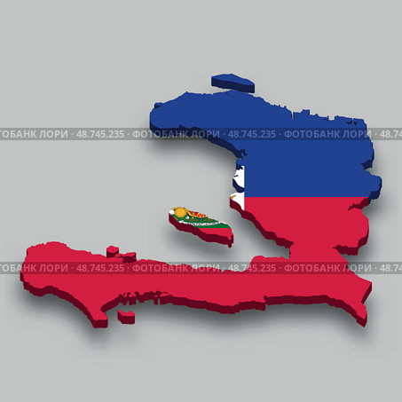 3d isometric Map of Haiti with national flag. Стоковая иллюстрация, иллюстратор Максим Гребешков / Фотобанк Лори