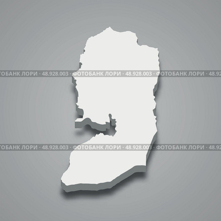 3d isometric map of Judea and Samaria Area is a region of Israel, Стоковая иллюстрация, иллюстратор Максим Гребешков / Фотобанк Лори