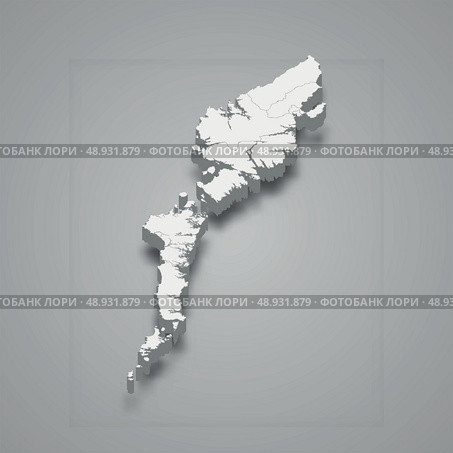 3d isometric map of Outer Hebrides is a region of Scotland, Стоковая иллюстрация, иллюстратор Максим Гребешков / Фотобанк Лори