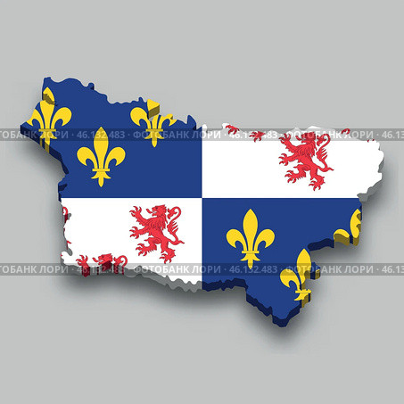 3d isometric Map of Picardy is a region of France. Стоковая иллюстрация, иллюстратор Максим Гребешков / Фотобанк Лори