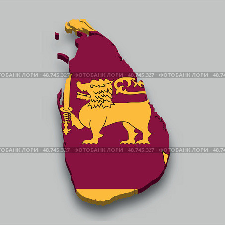 3d isometric Map of Sri Lanka with national flag. Стоковая иллюстрация, иллюстратор Максим Гребешков / Фотобанк Лори