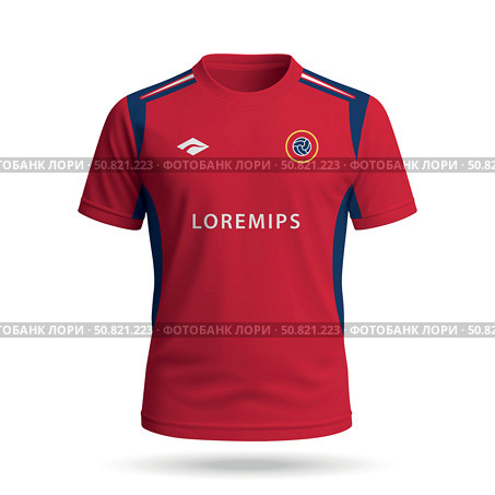 3d realistic soccer jersey in CSKA style, football club shirt template. Стоковая иллюстрация, иллюстратор Максим Гребешков / Фотобанк Лори