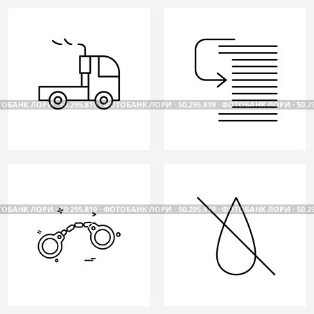 4 Universal Icons Pixel Perfect Symbols of cargo, hand cuffs, international, debug, prisoner Vector Illustration. Стоковая иллюстрация, агентство Ingram Publishing / Фотобанк Лори