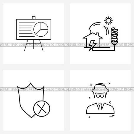 4 Universal Line Icon Pixel Perfect Symbols of business, protection, marketing, electric, avatar Vector Illustration. Стоковая иллюстрация, агентство Ingram Publishing / Фотобанк Лори