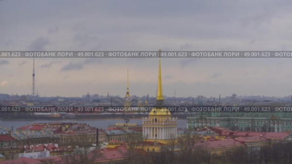 4k, aerial panoramic view on Admiralty and Peter and Paul fortress, Saint-Petersburg, Russia (2018 год). Стоковое видео, видеограф Сергей Богомяко / Фотобанк Лори