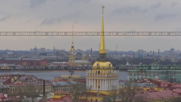 4k, aerial panoramic view on Admiralty and Peter and Paul fortress, Saint-Petersburg, Russia (2018 год). Стоковое видео, видеограф Сергей Богомяко / Фотобанк Лори
