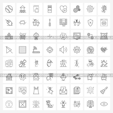 64 Universal Line Icon Pixel Perfect Symbols of love, heart, institution, lights flame, fire Vector Illustration. Стоковая иллюстрация, агентство Ingram Publishing / Фотобанк Лори