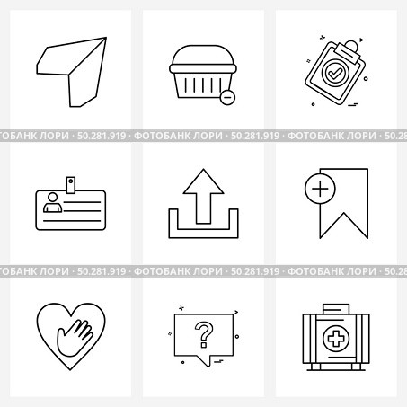 9 Editable Vector Line Icons and Modern Symbols of submit, out, shopping, id, id card Vector Illustration. Стоковая иллюстрация, агентство Ingram Publishing / Фотобанк Лори