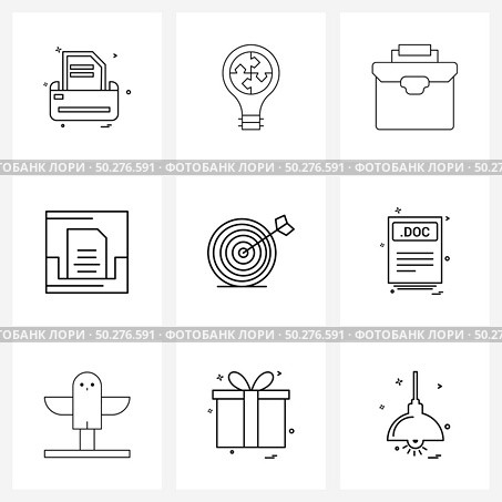 9 Interface Line Icon Set of modern symbols on web, object, solution, inbox, solutions Vector Illustration. Стоковая иллюстрация, агентство Ingram Publishing / Фотобанк Лори