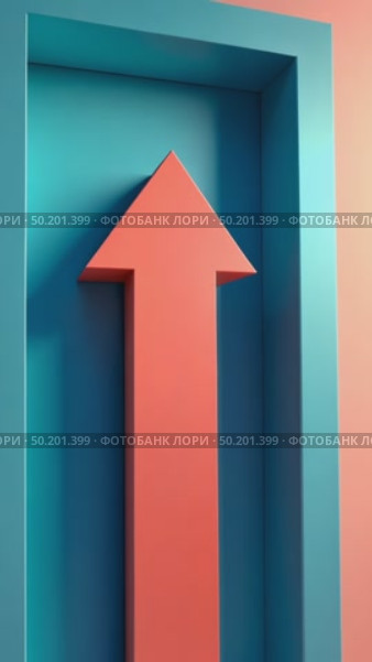 A 3D elevator pitch icon with a speech bubble and rising arrow, symbolizing presentations, soft gradient background. Стоковое AI-видео, аниматор Sergey Grishin / Фотобанк Лори