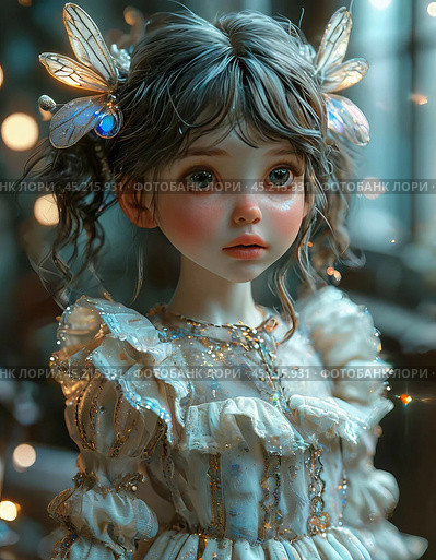 A beautiful doll for a girl, a New Year's gift. Стоковое AI-изображение, AI-художник Сергей Елизарьев / Фотобанк Лори