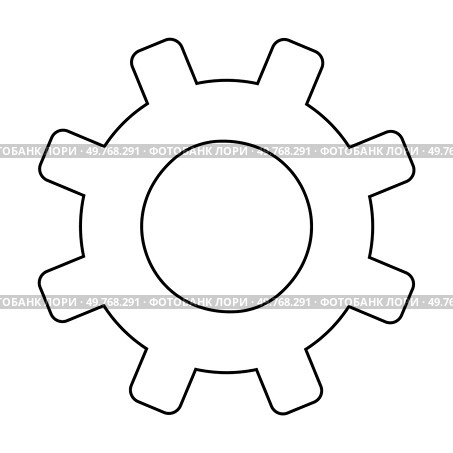 A black and white line drawing of a gear with eight teeth. Ideal for mechanical, engineering, technology, machinery, and industrial themes. Simple and minimalistic style.. Simple Gear Shape in Black and White Line Art for Mechanical and Engineering Designs. Стоковая иллюстрация, агентство Ingram Publishing / Фотобанк Лори