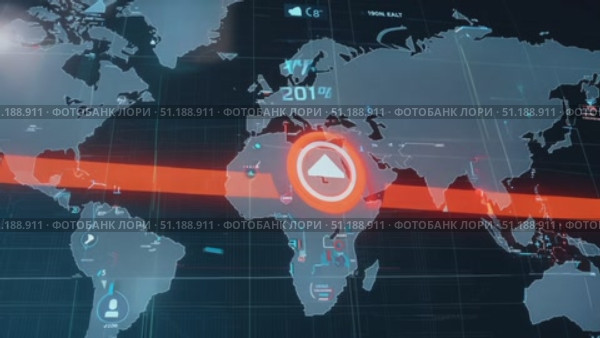 A detailed digital representation showcases countries and connectivity patterns, emphasizing global data flow and network interaction. Стоковое AI-видео, аниматор Данила Большаков / Фотобанк Лори