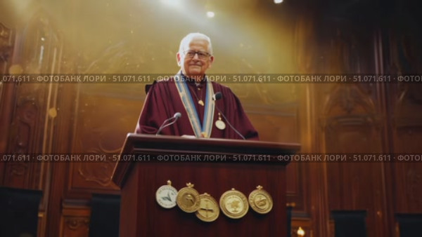 A distinguished leader delivers an inspiring speech during a prestigious alumni event. Стоковое AI-видео, аниматор Данила Большаков / Фотобанк Лори