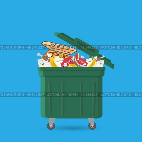 A full garbage can with waste. Стоковая иллюстрация, агентство Ingram Publishing / Фотобанк Лори