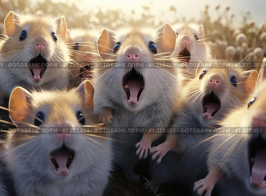 A group of hamsters. Стоковое AI-изображение, AI-художник Кирилл Черезов / Фотобанк Лори