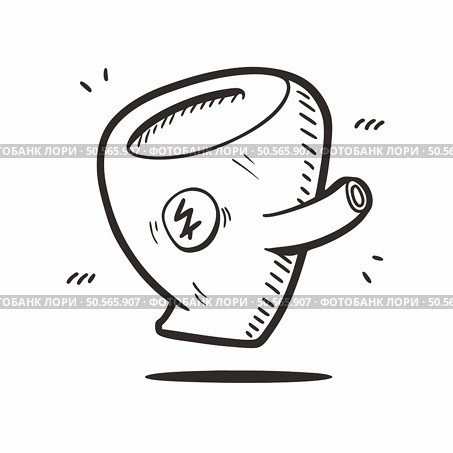 A hand drawn doodle of a quirky. cartoon style object with a lightning bolt symbol.  It has a whimsical. playful feel and is perfect for adding a touch of personality to designs. Стоковая иллюстрация, агентство Ingram Publishing / Фотобанк Лори