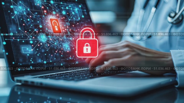 A healthcare professional discusses the importance of cybersecurity measures to safeguard patient data and ensure privacy in 2023. Стоковое AI-видео, аниматор Данила Большаков / Фотобанк Лори