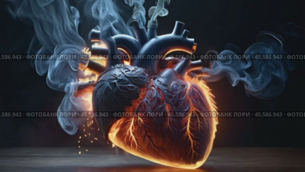 A heart with flames coming out of it. Стоковое AI-видео, аниматор Виктория Кольцова / Фотобанк Лори