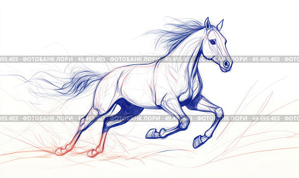 A horse is running in the sand. Стоковое AI-изображение, AI-художник Ярославский Максим / Фотобанк Лори