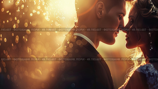 A man and a woman are standing side by side in this snapshot. Стоковое AI-изображение, AI-художник Данила Большаков / Фотобанк Лори