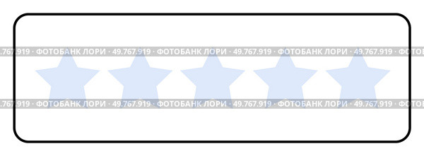A rectangular shape containing five evenly spaced light blue stars, outlined in black on a white background. Ideal for ratings, surveys, reviews, evaluations, and feedback systems.. Rectangle with five light blue stars inside, outlined in black on a white background. Стоковая иллюстрация, агентство Ingram Publishing / Фотобанк Лори