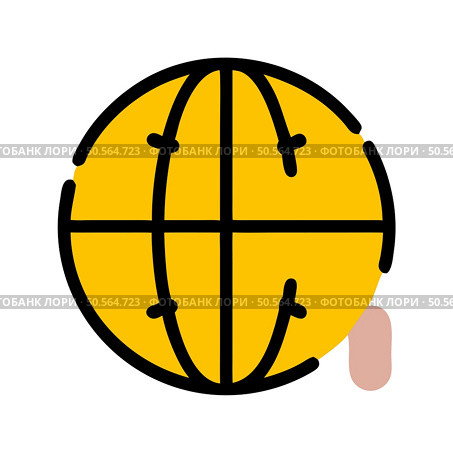 A simple and modern illustration of a yellow globe with black lines. perfect for representing concepts like global connectivity. international business. and world travel. The minimalist style makes it adaptable for various designs. Стоковая иллюстрация, агентство Ingram Publishing / Фотобанк Лори