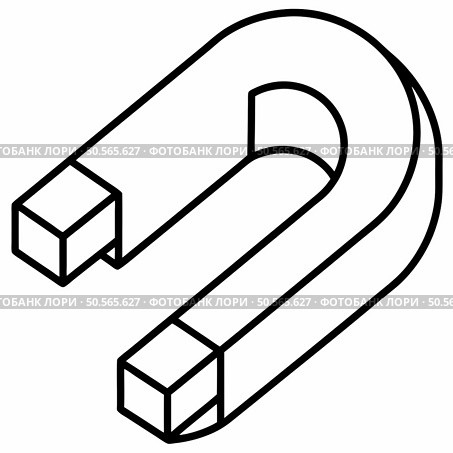 A simple yet effective illustration of a horseshoe magnet with clear. bold lines. Perfect for representing magnetism. attraction. or the concept of pulling something in. Стоковая иллюстрация, агентство Ingram Publishing / Фотобанк Лори