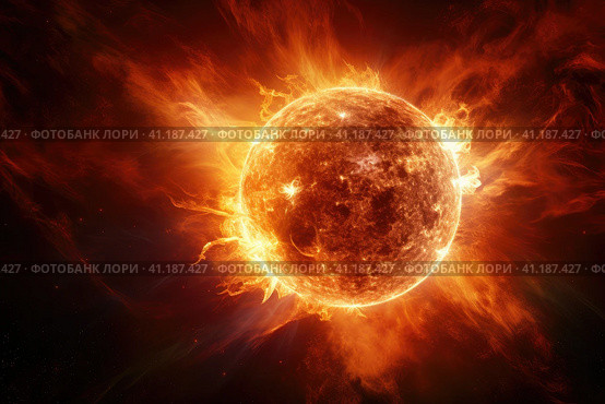 A snapshot of the Sun in space. Стоковое AI-изображение, AI-художник Поликарпов Владимир Владимирович / Фотобанк Лори