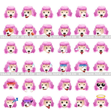 A vector illustration of Poodles Dog Emoji Emoticon Expression. Стоковая иллюстрация, агентство Ingram Publishing / Фотобанк Лори