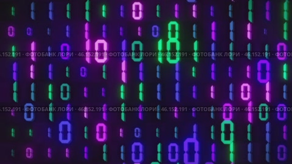 A vibrant animation of colorful binary code and changing computer digits. Стоковое видео, видеограф Олег Грач / Фотобанк Лори