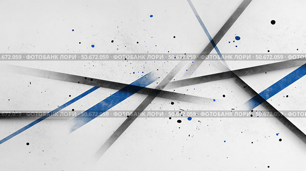 Abstract art with blue and black lines on a white background. Стоковое AI-изображение, AI-художник Katsiaryna Repich / Фотобанк Лори